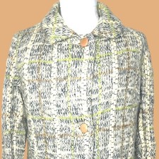Selma Milano Vtg Mohair Coat Trench Wool Long Check 50s 60s Italy 10 12 Large