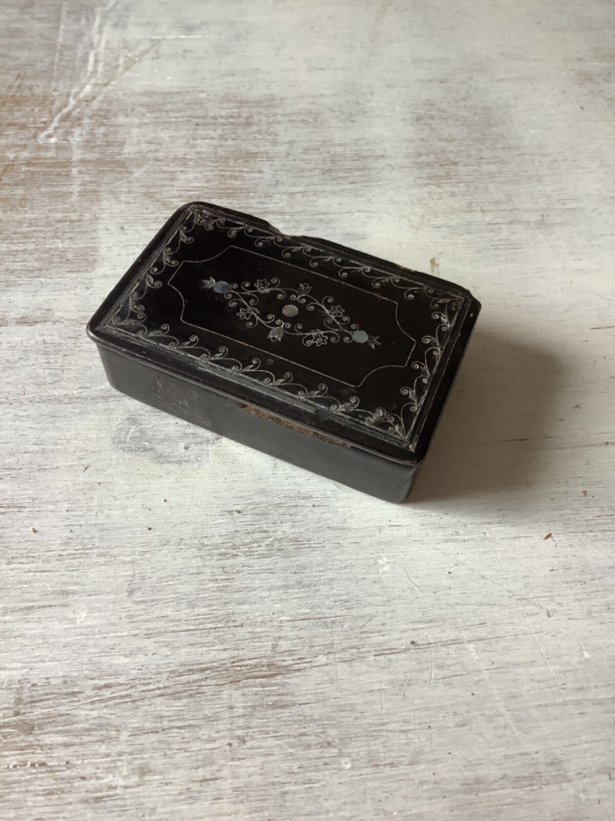 1840 inlaid Snuff Box 19th Century Smoking Antique Holder Tobbacciana
