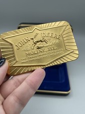 John Deere Quality Shield 4 Four Leg Deer TMk 1984 Belt Buckle 24kt Plate   P