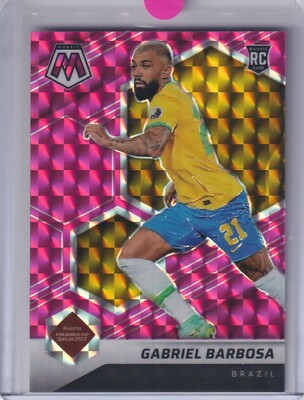 2021/22 Panini Mosaic Soccer World Cup 2022 Gabriel Barbosa Rookie Pink /25 Card