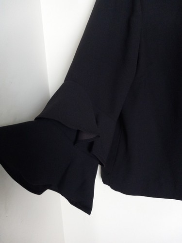 NWT J Crew Women's Top Blouse With Bell Sleeves Black Size 14 NEW - Picture 2 of 5