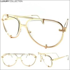 Classic Retro Hip Hop Rapper Style Clear Lens EYE GLASSE Large Rose Gold Frame