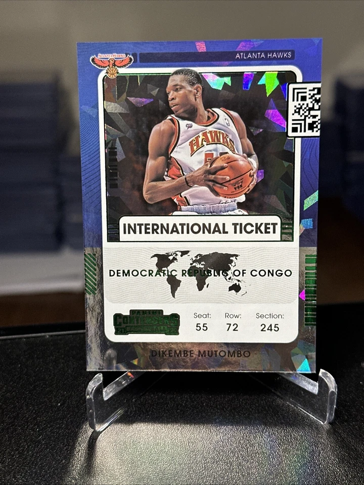 2021-22 Panini Contenders - International Ticket #28 Dikembe Mutombo - Green Ice - Image 3 of 4