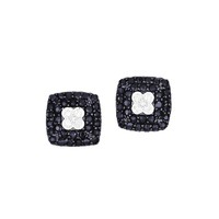 925 Sterling Silver Square Sapphire And Diamond Stud Earrings- 2.32 Grams 11mm on sale 925 Sterling Silver Square Sapphire And Diamond Stud Earrings- 2.32 Grams 11mm on sale