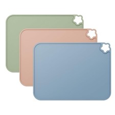 3 Pack Silicone Placemat for Toddles,Non-Slip Stain Resistant Silicone Mat