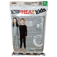 32 Degrees Kid's Heat Base Layer Set XL 16/18 Gray Snowflake Shirt  Leggings