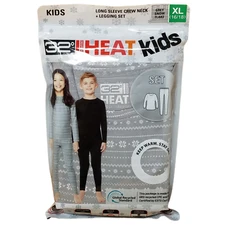 32 Degrees Kid's Heat Base Layer Set XL 16/18 Gray Snowflake Shirt & Leggings