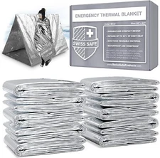 Swiss Safe Emergency Mylar Thermal Blankets Premium 12Micron 52inch X 82inch Sil