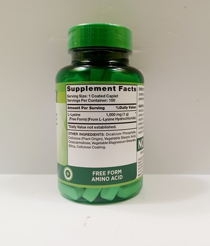 Nature's Truth L-Lysine 1000 mg Capsules, 100 Coated Caplets Exp 10/25 - Picture 3 of 3