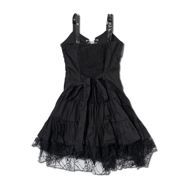 Goth Emo Punk Death Note Misa Black Faux Leather Lace Dress