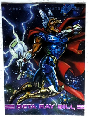 1993 Marvel Masterpieces Trading Card 77 BETA-RAY-BILL.  Free New Top Loader.