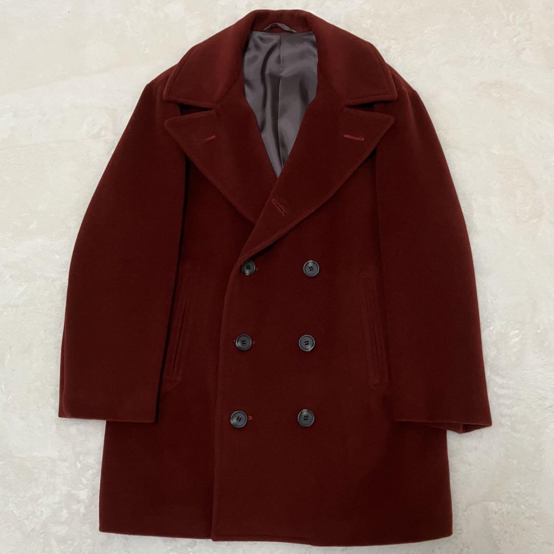 Margaret Howell Long Wool P-Coat, Medium, Bordeaux, MH-03411