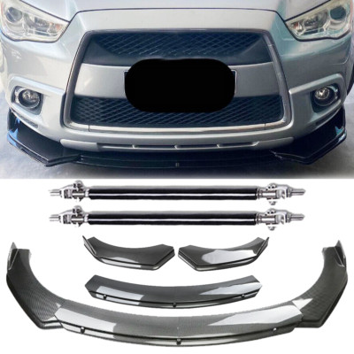 For Mitsubishi ASX Carbon Fiber Style Front Bumper Lip Spoiler +Strut Rod K