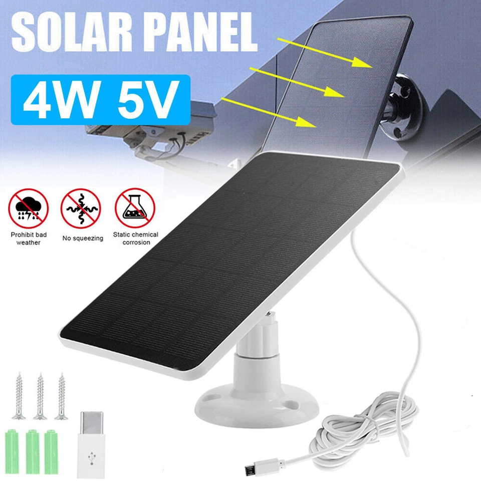 Paneles Solares 4W 5V para Cámara IP de Seguridad Micro USB-C Exterior Impermeable EE. UU. Foto 4 de 4