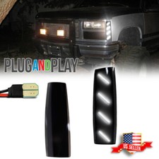 Smoked White Led Front Side Marker Corner Lights For 88-93 Gmc C1500 C2500 C3500