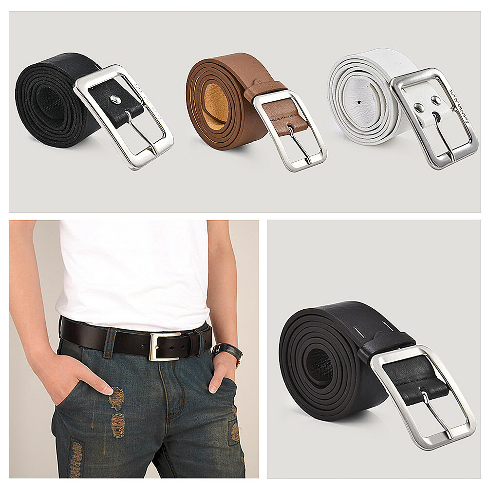 Men's Leather Belt Black Jeans Trousers Adjustable BigSize Belts