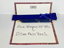 CROSS WOMEN'S BLUE GOLD BALLPOINT PEN 0.5mm MECHANICAL PENCIL 244105