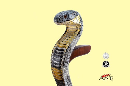 Hand carved snake cobra wooden walking stick for men women walking cane gift - Picture 2 of 5
