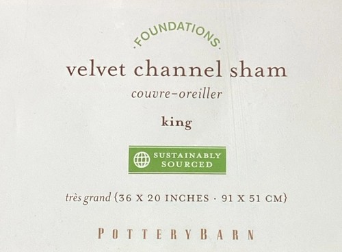 POTTERY BARN - VELVET CHANNEL SHAM - KING GREY 36 X 20 - Bild 3 von 5