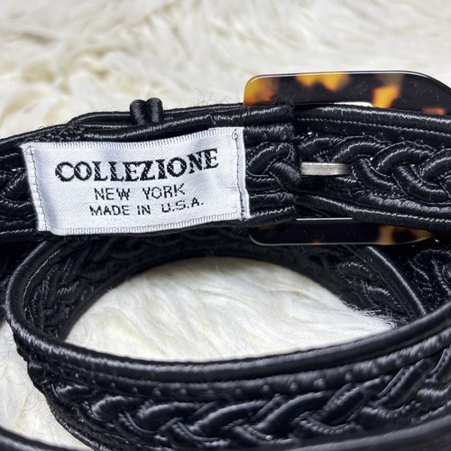 Cinturón Vintage Collezione Tejido Trenzado Círculo Hebilla Cuerda Negra Boho 34-36 - Imagen 2 de 6