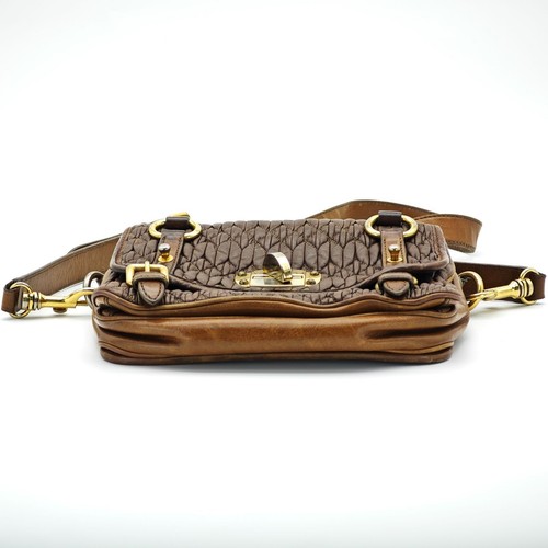 MIU MIU Nappa Croquet Matelassé Shoulder Bag Brown Unisex - Picture 11 of 19