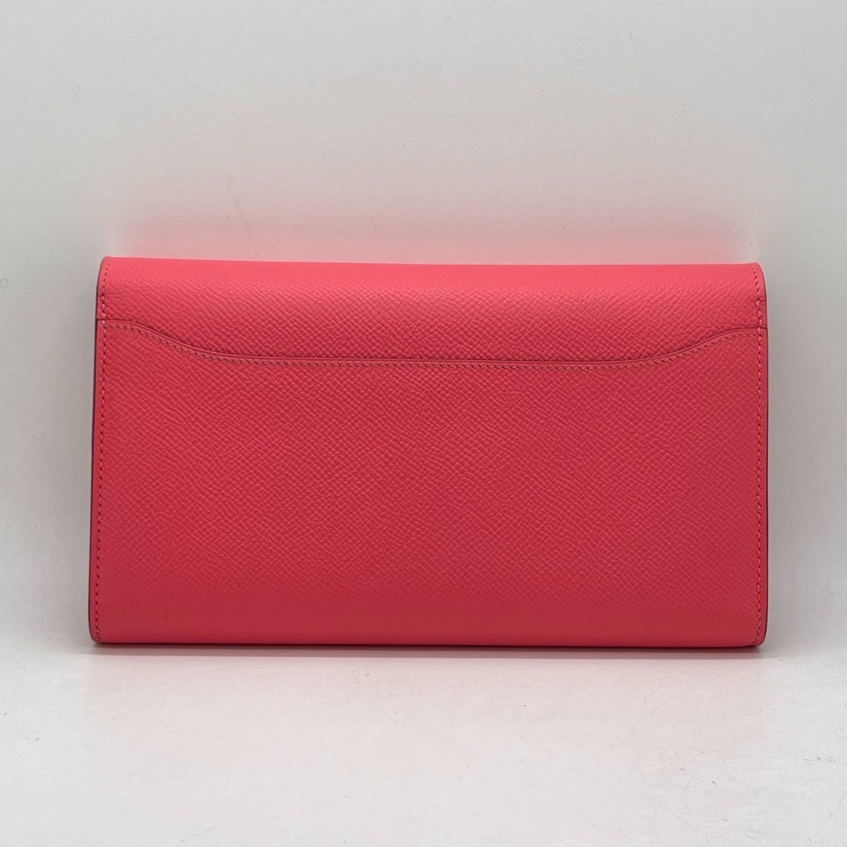 Authentic Hermes Constance Long Wallet Epsom Rose Azalee Silver HW