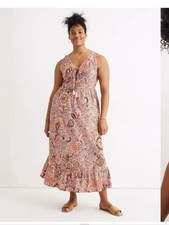 Madewell Lace-Up Ruffle-Hem Midi Dress in Bali Blooms Size 6 Floral