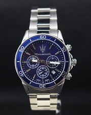 Orologio Cronografo Maserati Ricondizionato In Quadrante Blu Con Indicatore Data Quarzo.