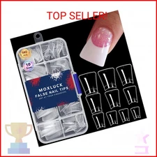 Duck Nail Tips, Clear Curved False Nail Tips 140Pcs Duck Acrylic Nails, Wide Sho