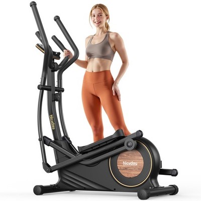 Elliptical Machine 18IN Stride 400LB Magnetic 16 Resistance Black Niceday Home