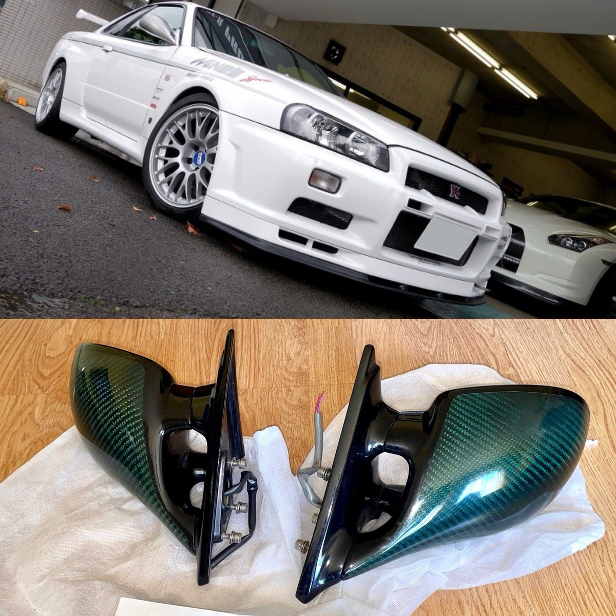 Mine's Green Carbon Aero Mirrors Mines For Skyline GTR R34 Mine's Green Carbon Aero Mirrors Mines For Skyline GTR R34