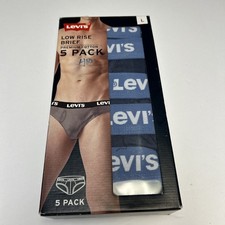 LEVI'S-New-Men's Low Rise Brief Premium Cotton-5 Pack- Blue Size L