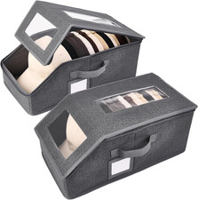 2 Pack Hat Storage for Baseball Caps, Hat Box with Clear View Window, Hat Organi