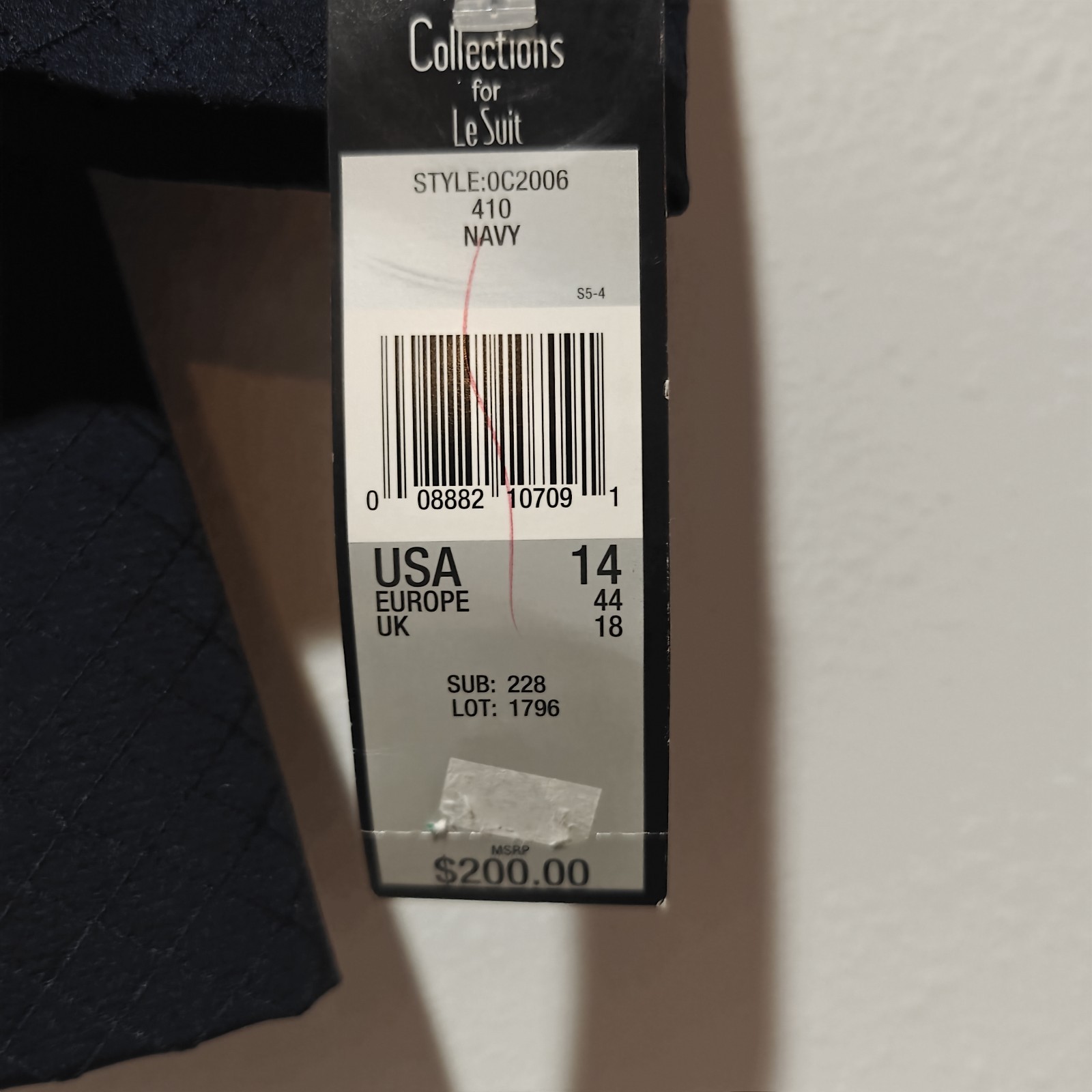 NWT $200 Collections For Le Suit Blazer 14 Navy Blue Lozenge Pattern Diamond