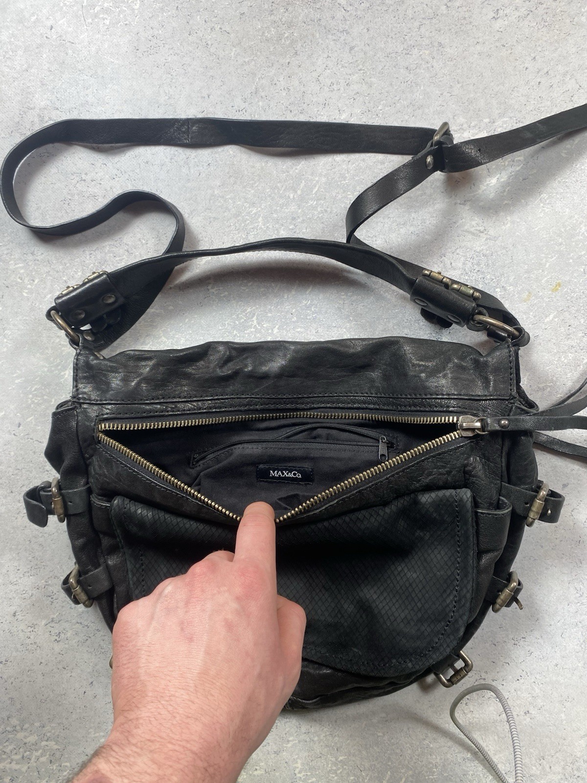 Max Co Black Leather Bag image 4