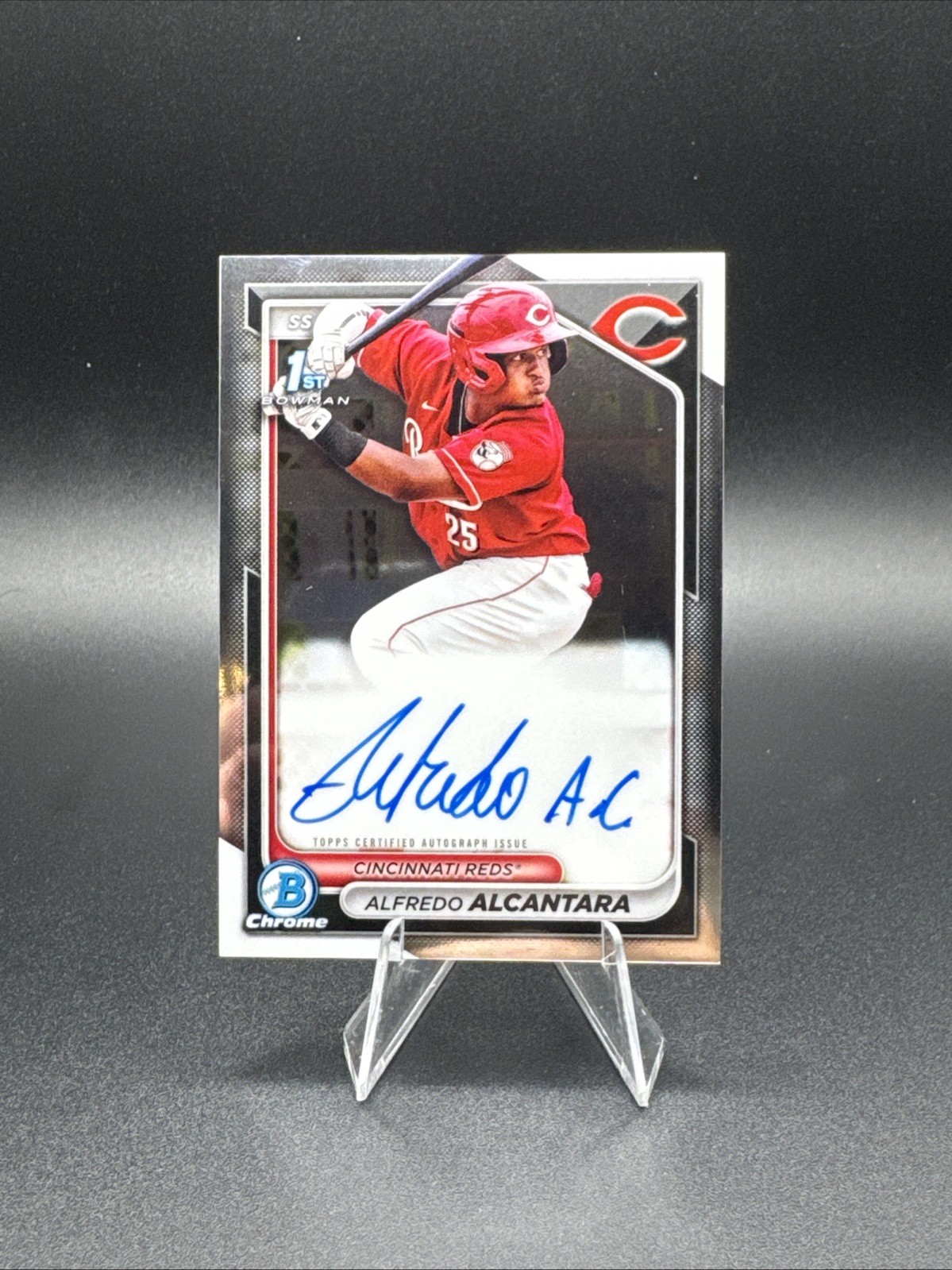 2024 Bowman Chrome Alfredo Alcantara 1st Prospect On Card Auto #CPA-AA - Reds