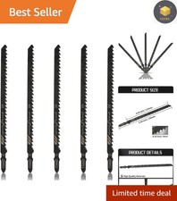 Precision Cutting Jigsaw Blades - 5 Pack, 6 TPI, Durable High Carbon Steel