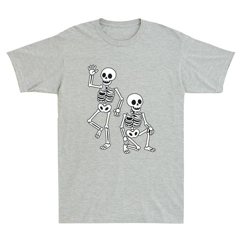 Halloween Party Skeletons Spooky Funny Skull Graphic Men's Short Sleeve T-Shirt - Picture 5 of 8