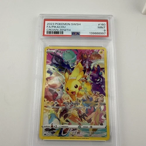 New ListingPokémon Pikachu TCG Crown Zenith Holo Full Art Secret Rare Card PSA 9, 160/159