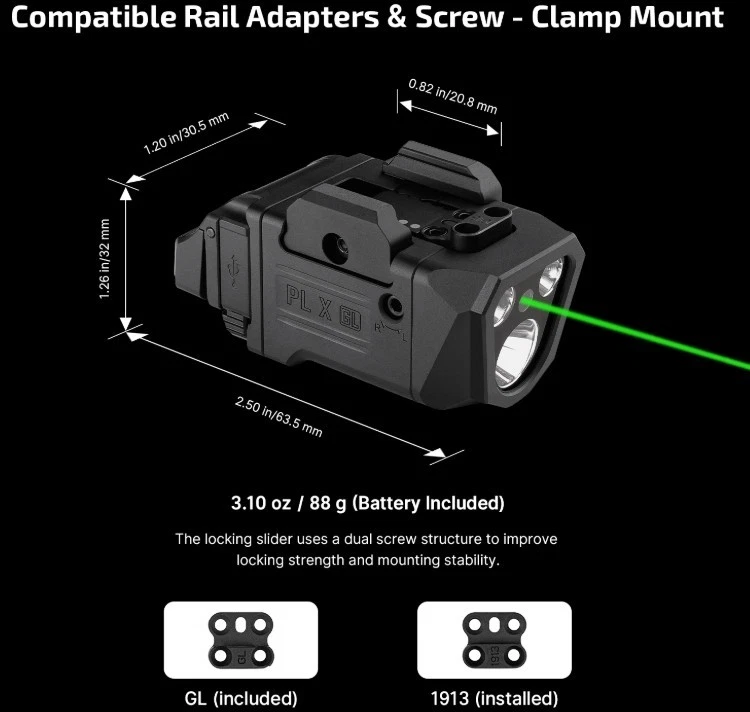 PL-X GL 3-in-1 Rail-Mounted Light: Floodlight, Spotlight,Green Beam.OLIGHT-img-3