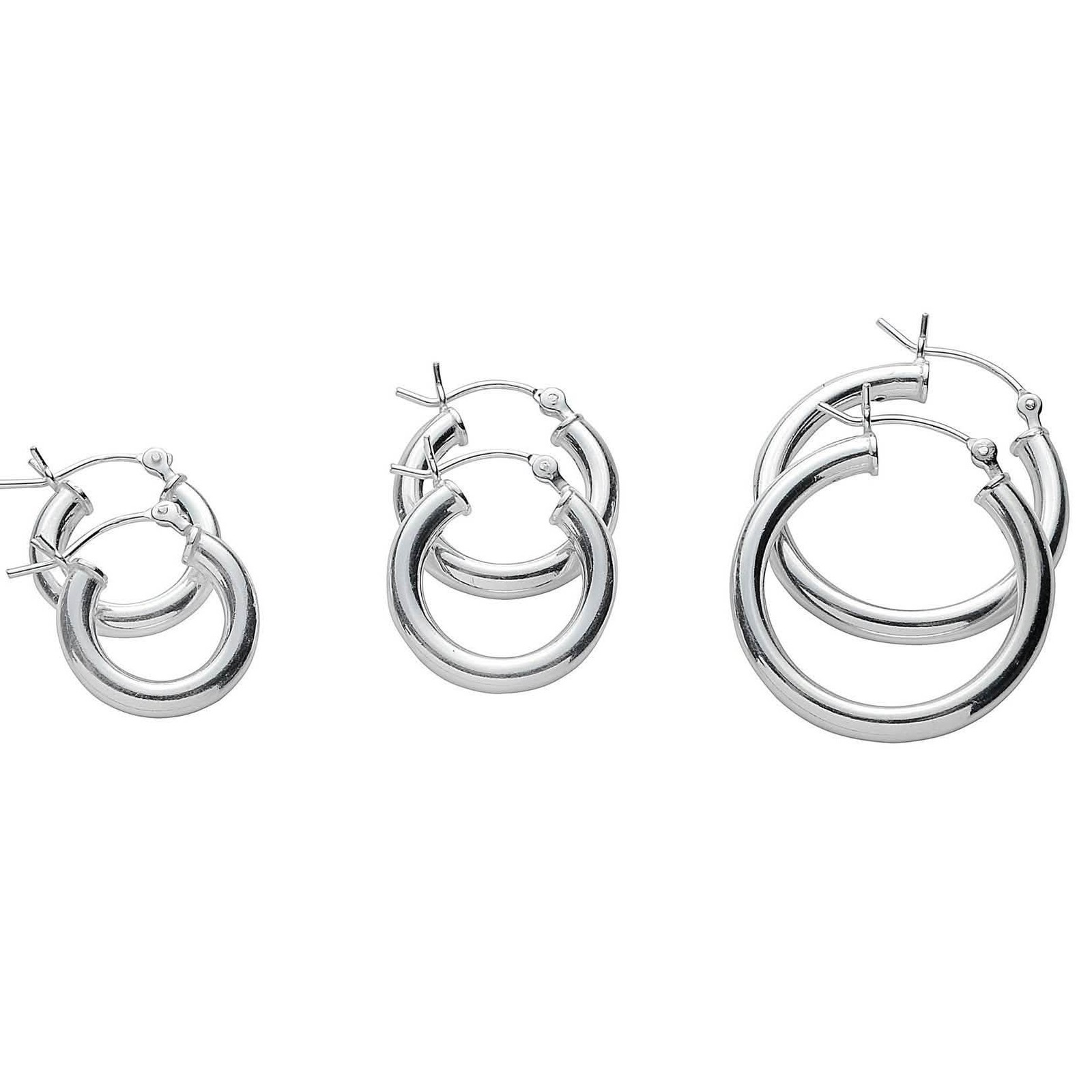 3-Pair Set: Classic Polished Hoop Earrings