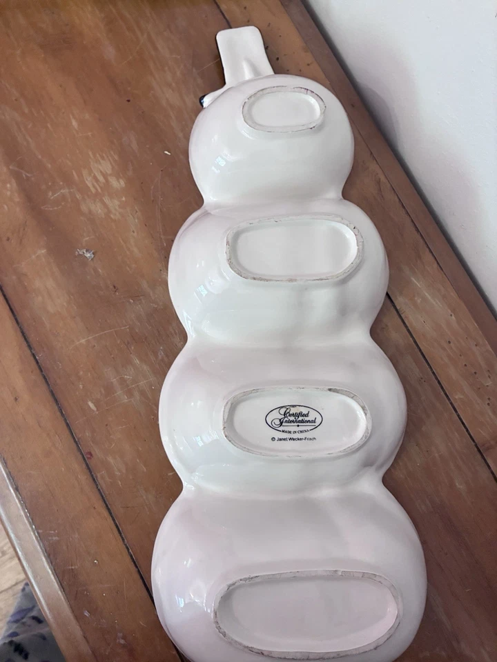 Plato de galletas/vegetales de Navidad muñeco de nieve vacaciones internacionales certificado azul Foto 2 de 4