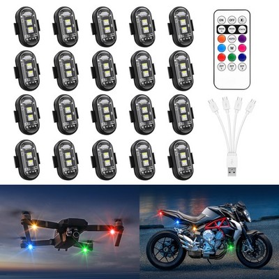 20 PCS Car Wireless LED Lights with Remote Control, High Brightness Strobe Light