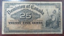 1900 Dominion of Canada 25 Cents Note Pb#9B