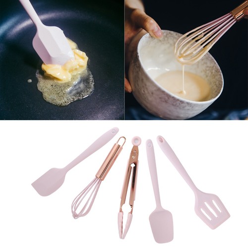 Set Utensili Cucina Silicone 5pz Spatola Silicone Raschietto Sbattitore Uova Cottura - Foto 7 di 16