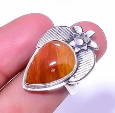 Red And Yellow Jasper 925 Sterling Silver Artisan Handmade Ring Adjst R701-28 A8