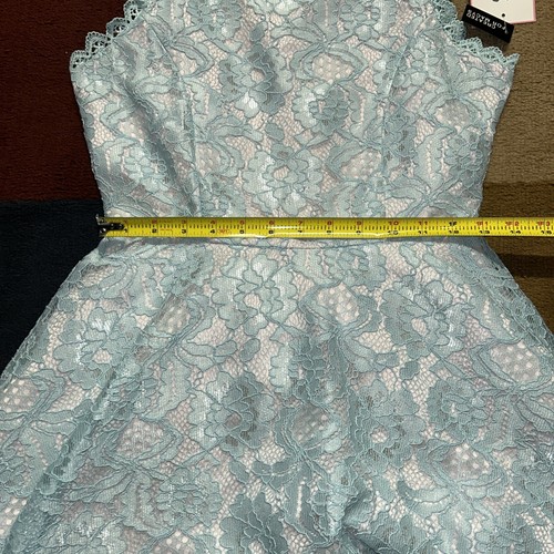 New Rare Editions Big Girls Scalloped Lace Fit And Flare Dress size 16 Turquoise - Picture 6 of 8