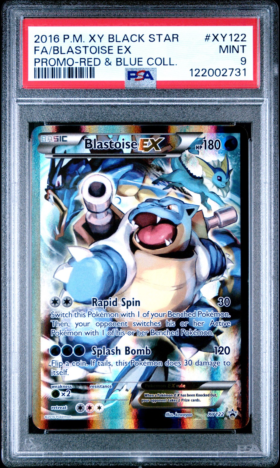 2016 POKEMON XY BLACK STAR PROMO #XY122 FULL ART/BLASTOISE EX PSA 9