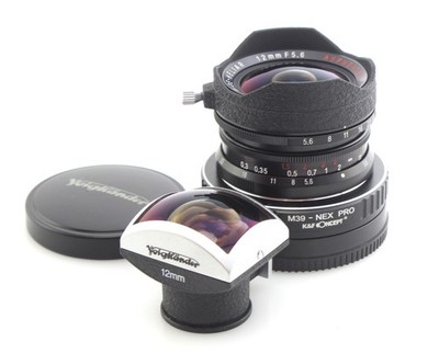 Voigtländer 12mm F5.6 Ultra Wide Heliar Objektiv Leica LTM mit Sony E Mount Adapter &