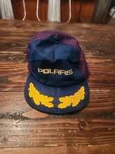POLARIS vintage hat cap navy gold mesh trucker snapback patch US K Products READ